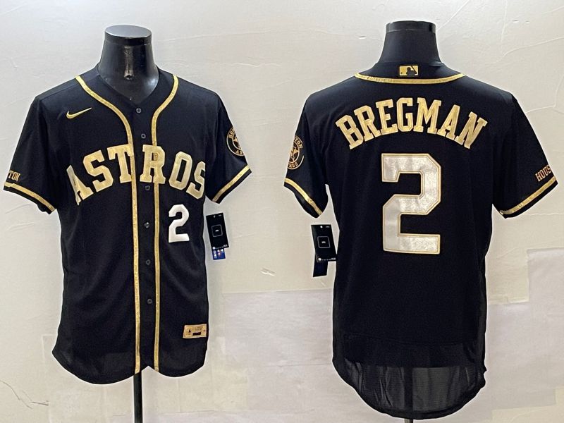Men Houston Astros #2 Bregman Black Gold Elite 2025 Nike MLB Jersey style 6->houston astros->MLB Jersey